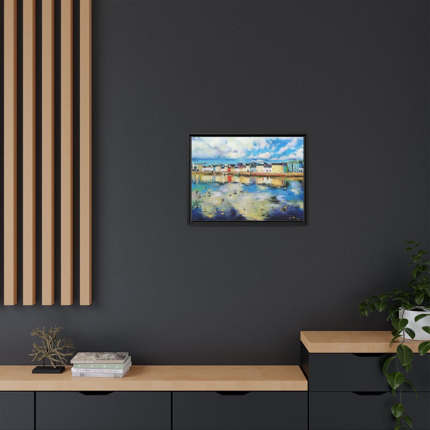 Galway Reflections wall art featuring serene Irish landscapes and water reflections, framed in premium quality wood.