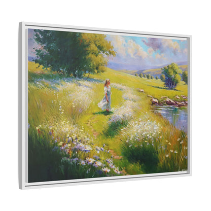 Young Girl By Lake Wall Art - Serene Portrait of a Girl by a Tranquil Lake for Home Décor