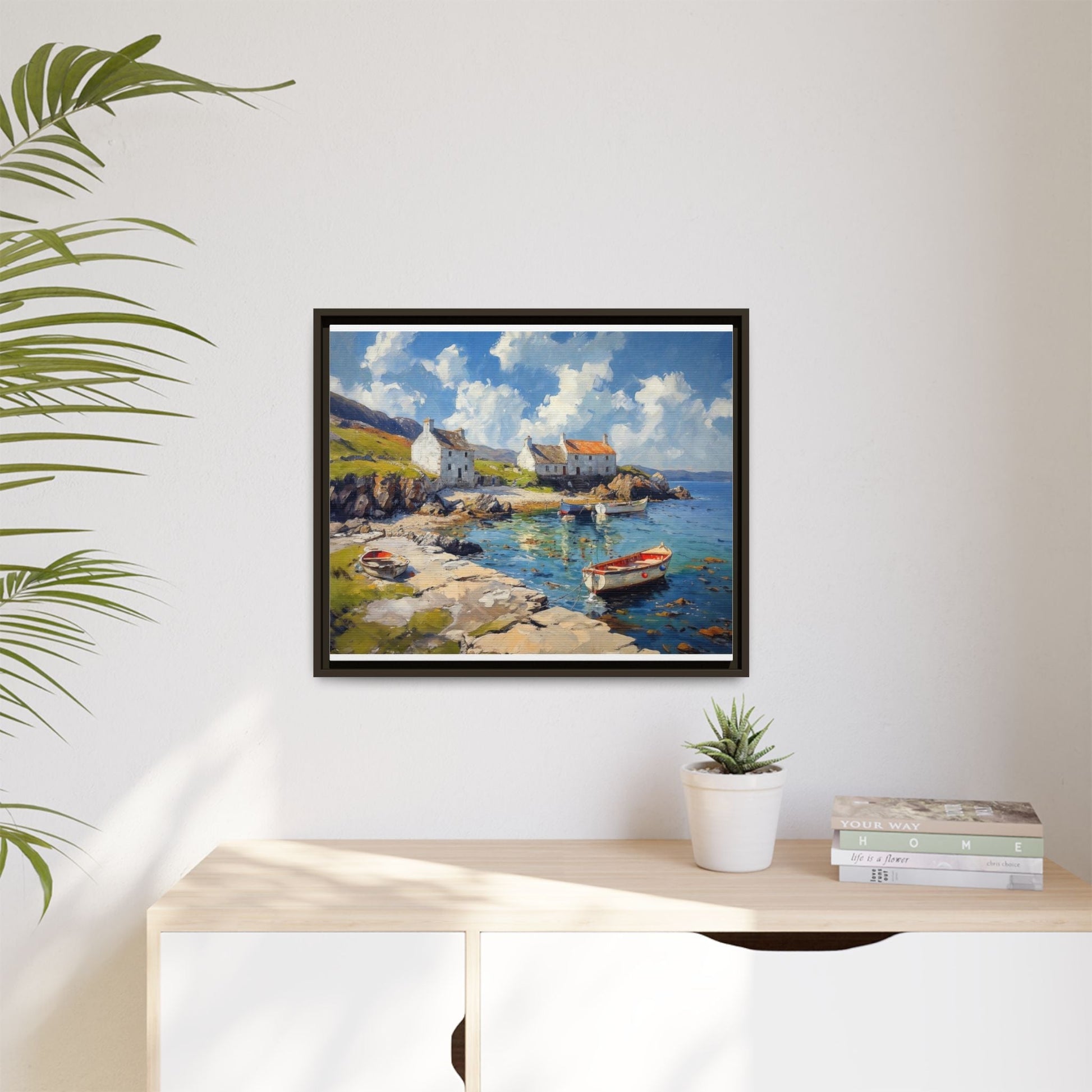 Island Harbour Coastal Landscape - Serene Wall Art Print for Home Décor