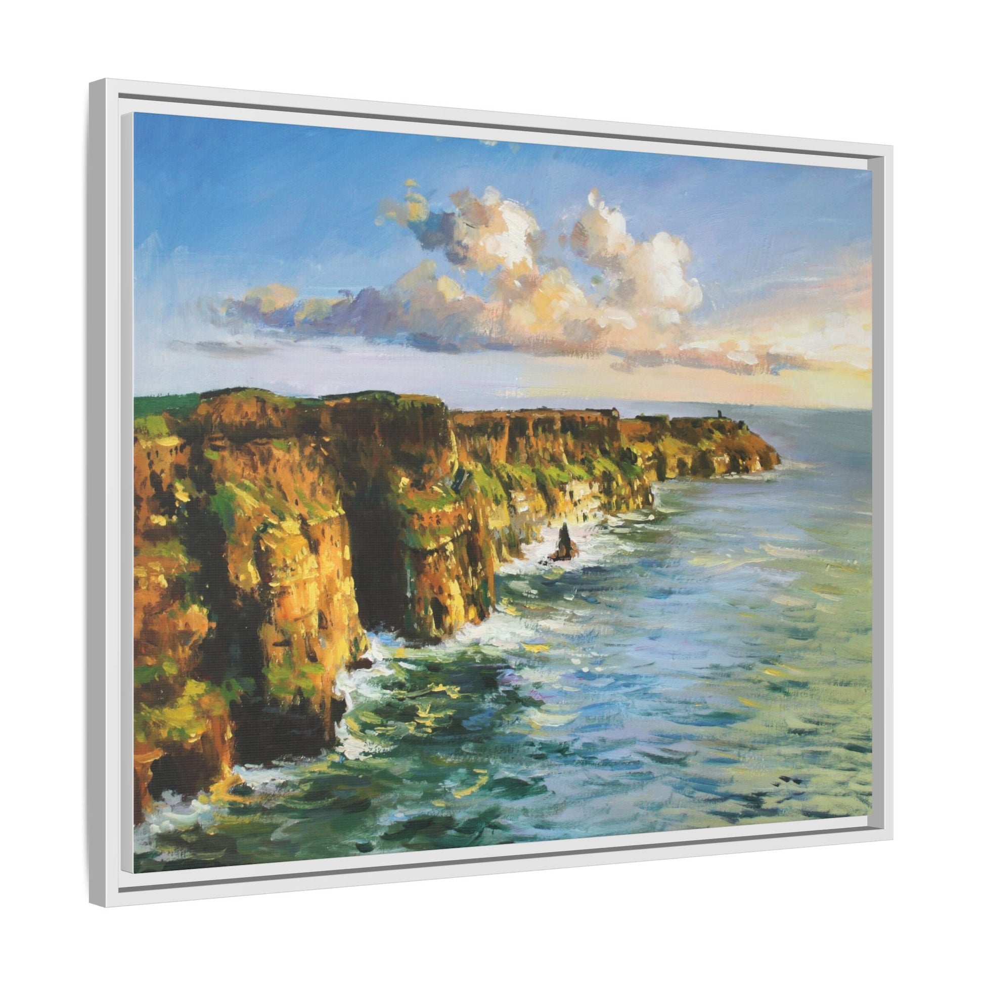 Cliffs of Moher wall art showcasing the dramatic Irish coastline, printed on high-quality canvas to bring natural beauty into your home décor.