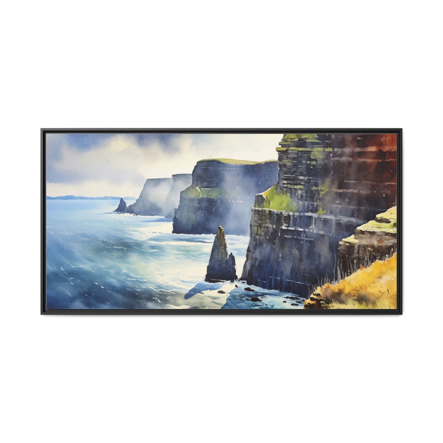 Watercolour of Cliffs of Moher – Beautiful Coastal Landscape Canvas Print