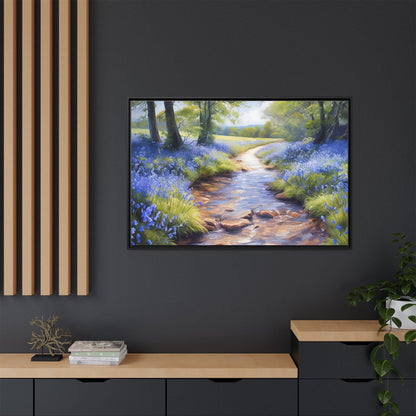 Bluebell Stream Wall Art - Serene Nature Landscape Canvas Print