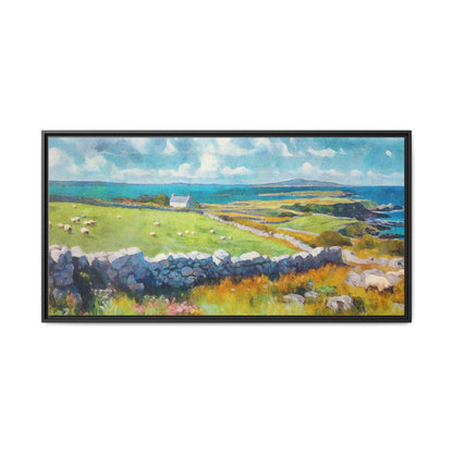 Far Flung Shores W.COL wall art featuring a serene coastal landscape, printed on high-quality canvas with a premium pinewood frame.