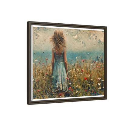 Young Girl Looking Out To Sea wall art, featuring a peaceful ocean view and a young girl in contemplation, printed on high-quality canvas for timeless décor.