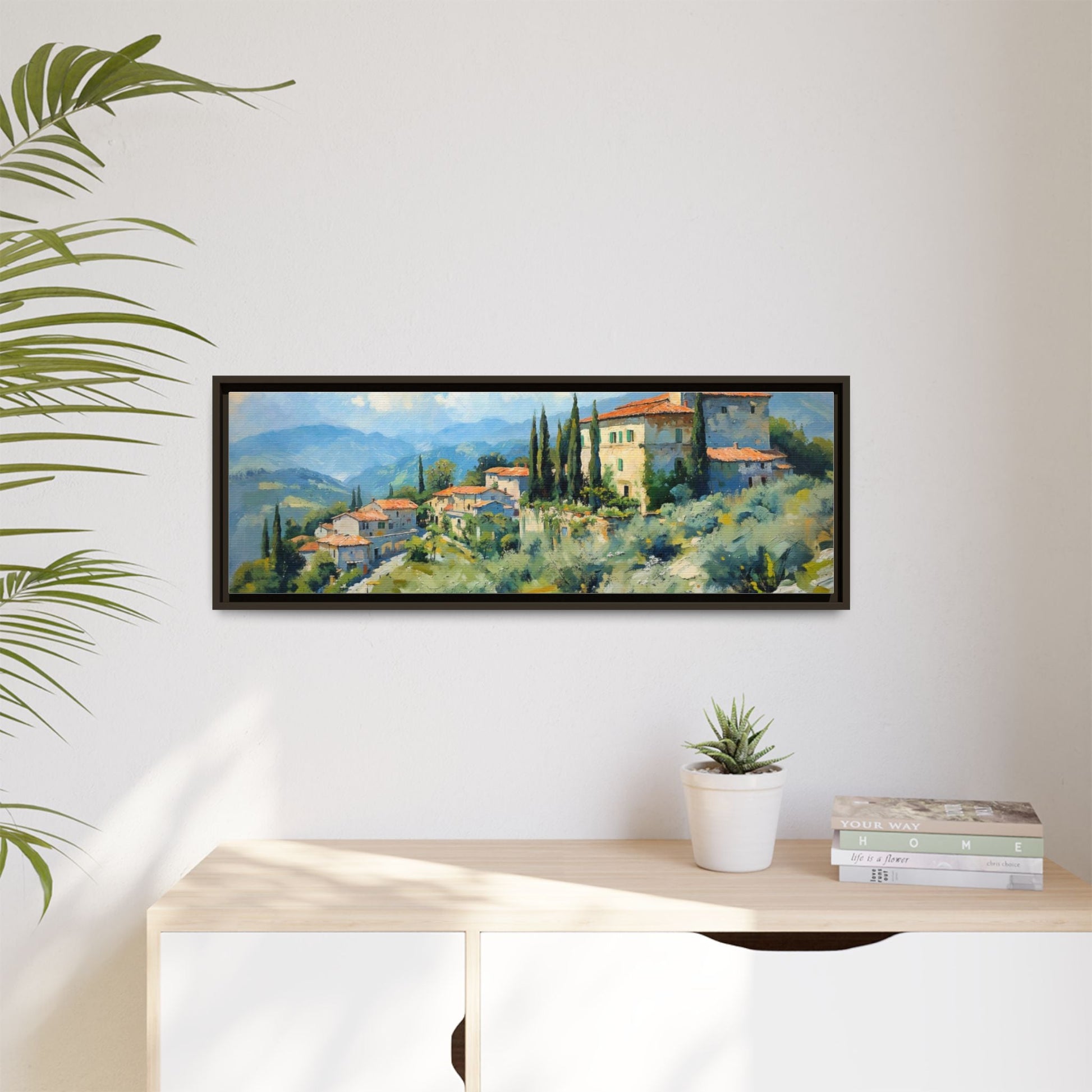 Tuscan Village on Hill - Captivating Italian Landscape Canvas Print for Timeless Home Décor