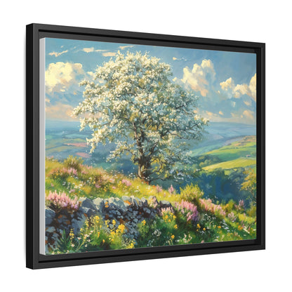 Whitethorn in Bloom wall art featuring a vibrant scene of blooming whitethorn trees, printed on high-quality canvas for a natural and timeless décor.