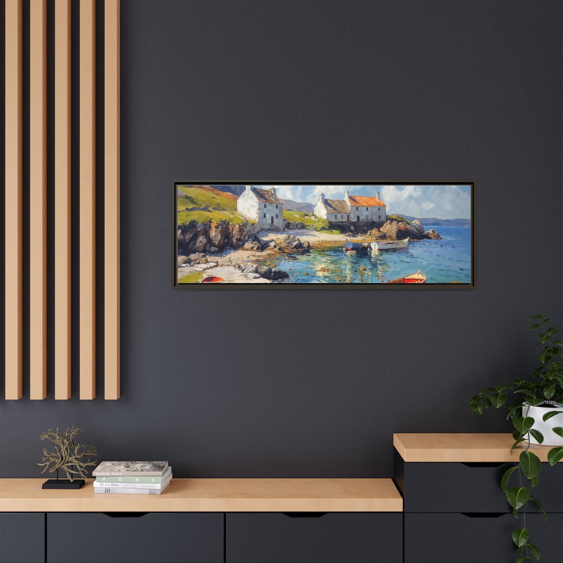 Island Harbour Coastal Landscape - Serene Wall Art Print for Home Décor