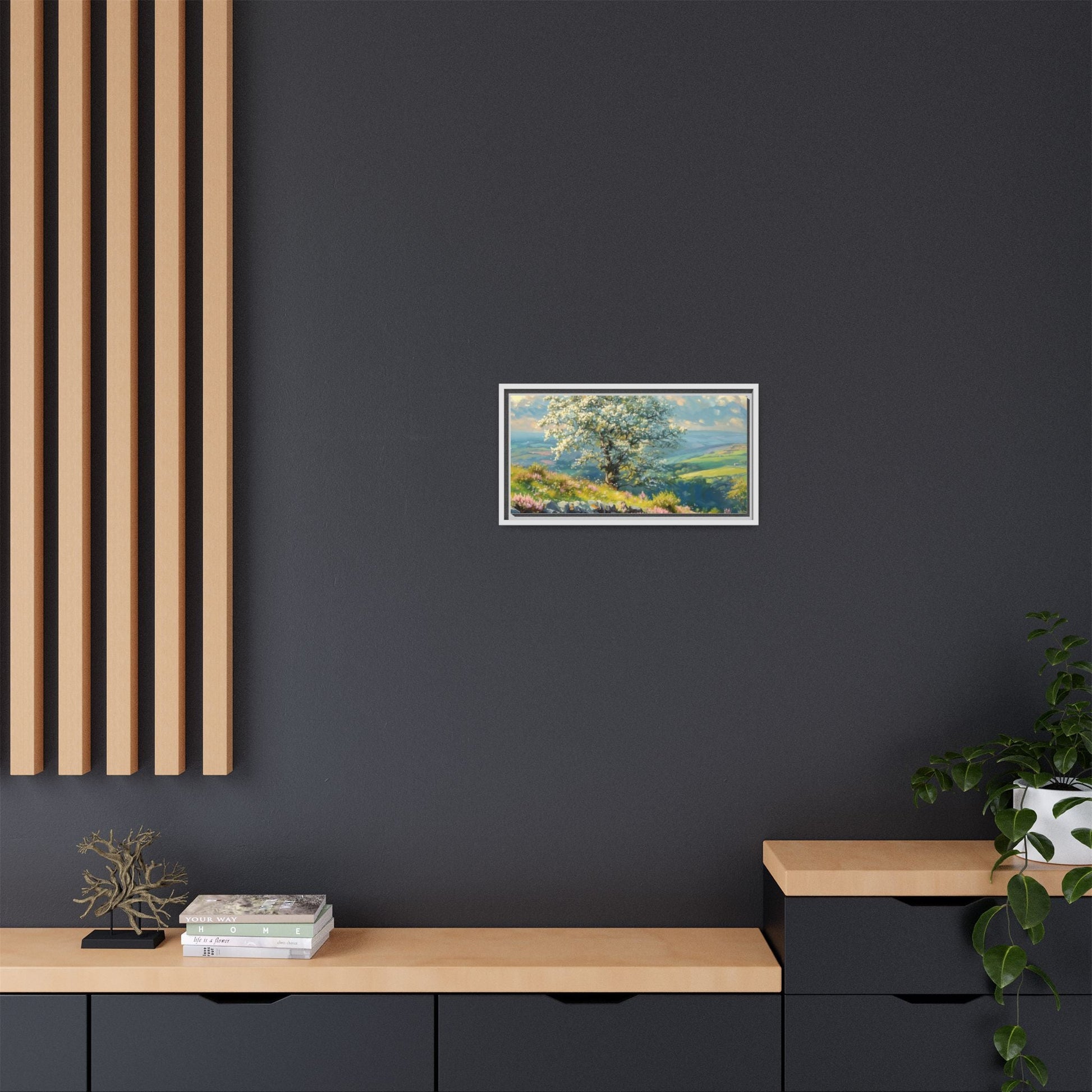 Whitethorn in Bloom wall art featuring a vibrant scene of blooming whitethorn trees, printed on high-quality canvas for a natural and timeless décor.