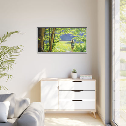 INTO THE LIGHT 11 – A captivating artwork featuring a luminous scene that evokes a sense of depth, movement, and serenity, framed in premium pinewood for timeless décor.