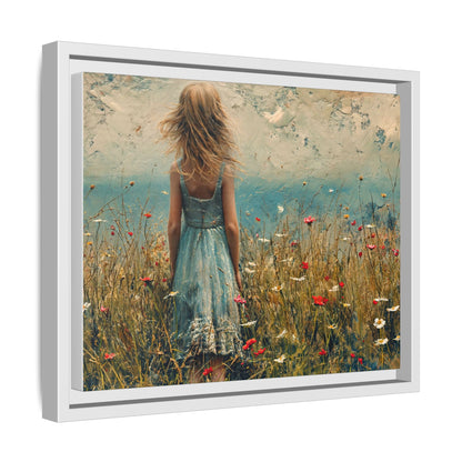 Young Girl Looking Out To Sea wall art, featuring a peaceful ocean view and a young girl in contemplation, printed on high-quality canvas for timeless décor.