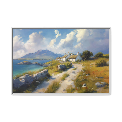 Blustery Day wall art featuring a dramatic wind-swept landscape in a pinewood frame.