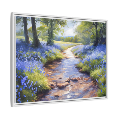 Bluebell Stream Wall Art - Serene Nature Landscape Canvas Print