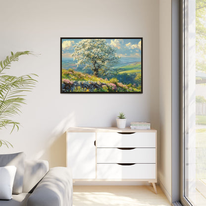 Whitethorn in Bloom wall art featuring a vibrant scene of blooming whitethorn trees, printed on high-quality canvas for a natural and timeless décor.