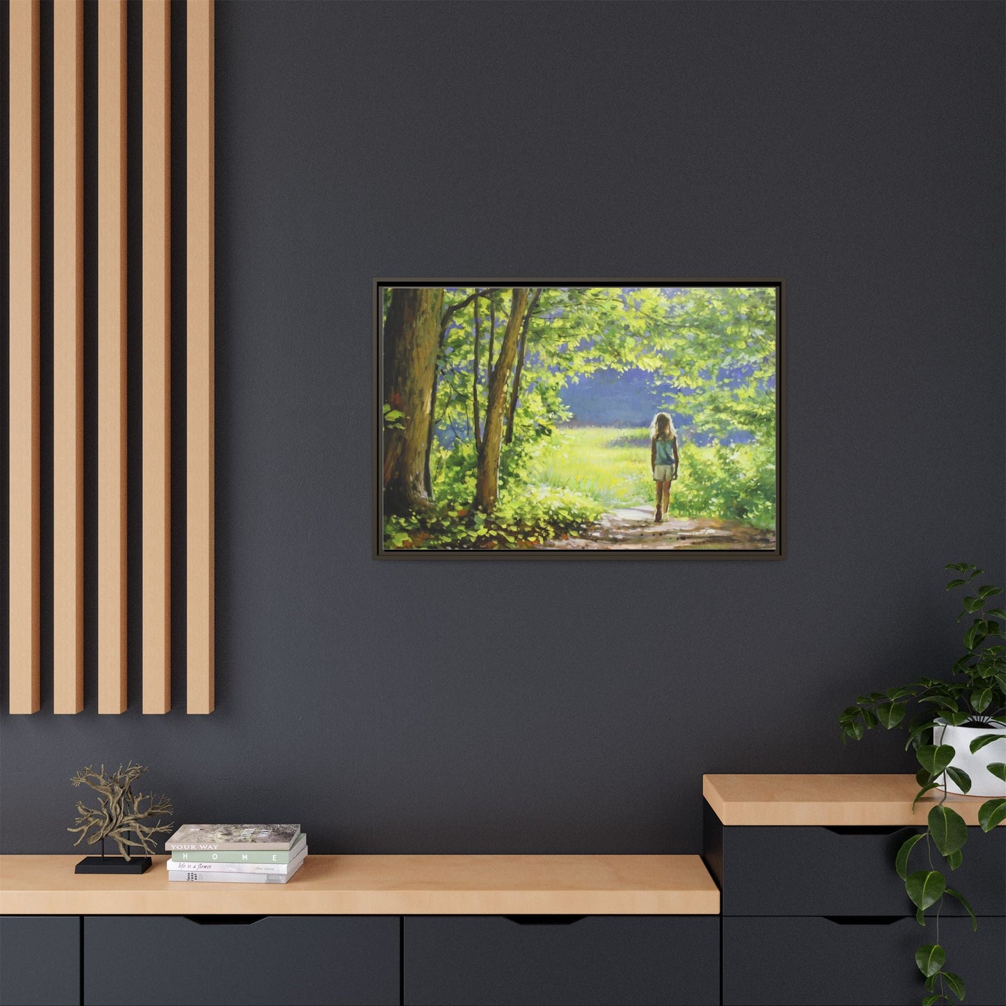 INTO THE LIGHT 11 – A captivating artwork featuring a luminous scene that evokes a sense of depth, movement, and serenity, framed in premium pinewood for timeless décor.