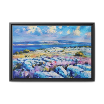 Burren 3 wall art featuring a scenic view of the Burren region in Ireland, printed on high-quality canvas with a premium frame for timeless décor