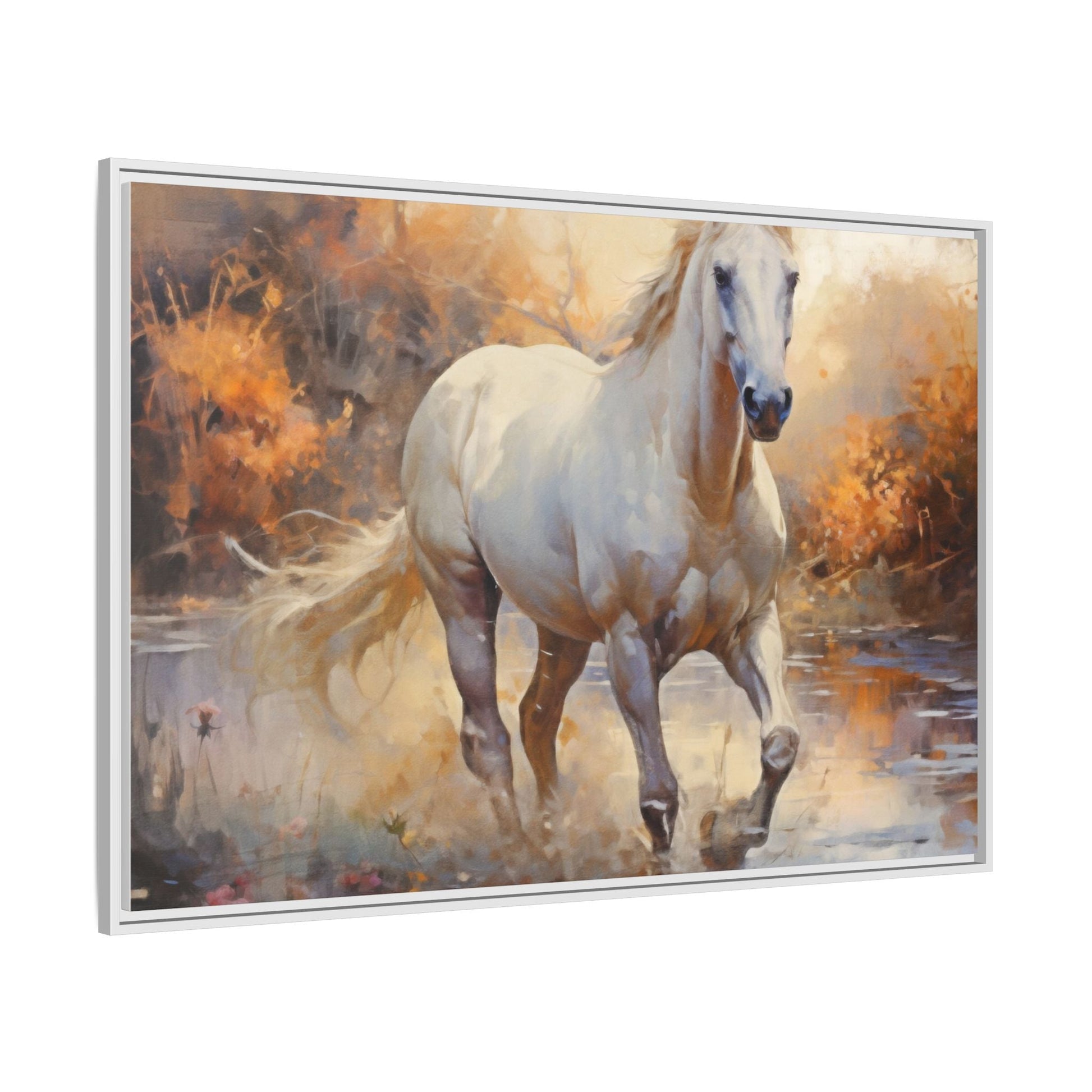 Arabian Horse – Elegant Pinewood Framed Wall Art for Timeless Décor