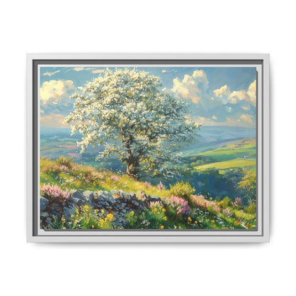 Whitethorn in Bloom wall art featuring a vibrant scene of blooming whitethorn trees, printed on high-quality canvas for a natural and timeless décor.