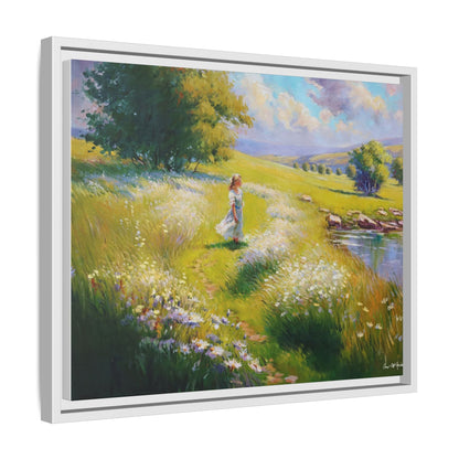 Young Girl By Lake Wall Art - Serene Portrait of a Girl by a Tranquil Lake for Home Décor