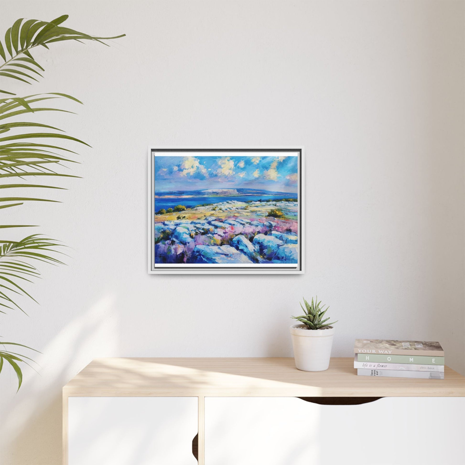 Burren 3 wall art featuring a scenic view of the Burren region in Ireland, printed on high-quality canvas with a premium frame for timeless décor