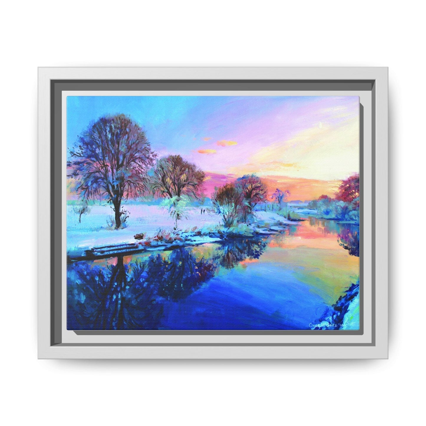 Winter Trees framed art – Premium pinewood frame with a cotton-polyester canvas print, featuring a protective coating for lasting beauty and timeless décor.