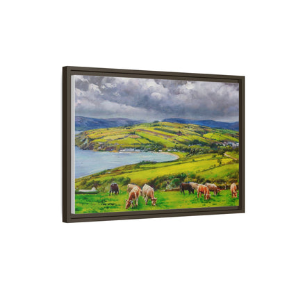 Cushendon Hills wall art showcasing rolling hills and scenic Irish landscapes, framed in high-quality materials for an elegant look.