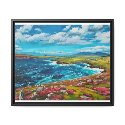 Dingle Peninsula wall art featuring a scenic view of Ireland's rugged coastline, printed on high-quality canvas with a premium frame.