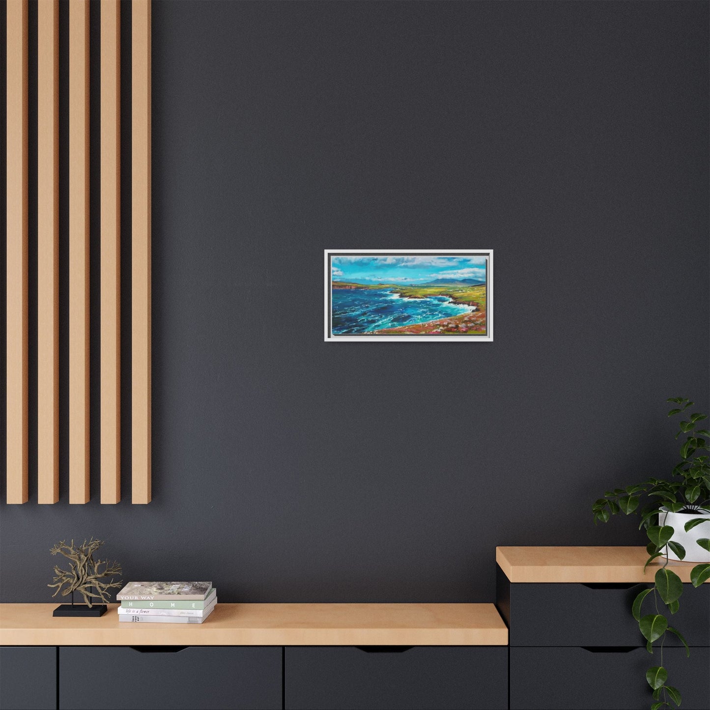 Dingle Peninsula wall art featuring a scenic view of Ireland's rugged coastline, printed on high-quality canvas with a premium frame.