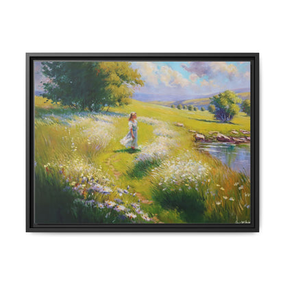 Young Girl By Lake Wall Art - Serene Portrait of a Girl by a Tranquil Lake for Home Décor