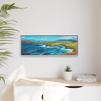 Dingle Peninsula wall art featuring a scenic view of Ireland's rugged coastline, printed on high-quality canvas with a premium frame.