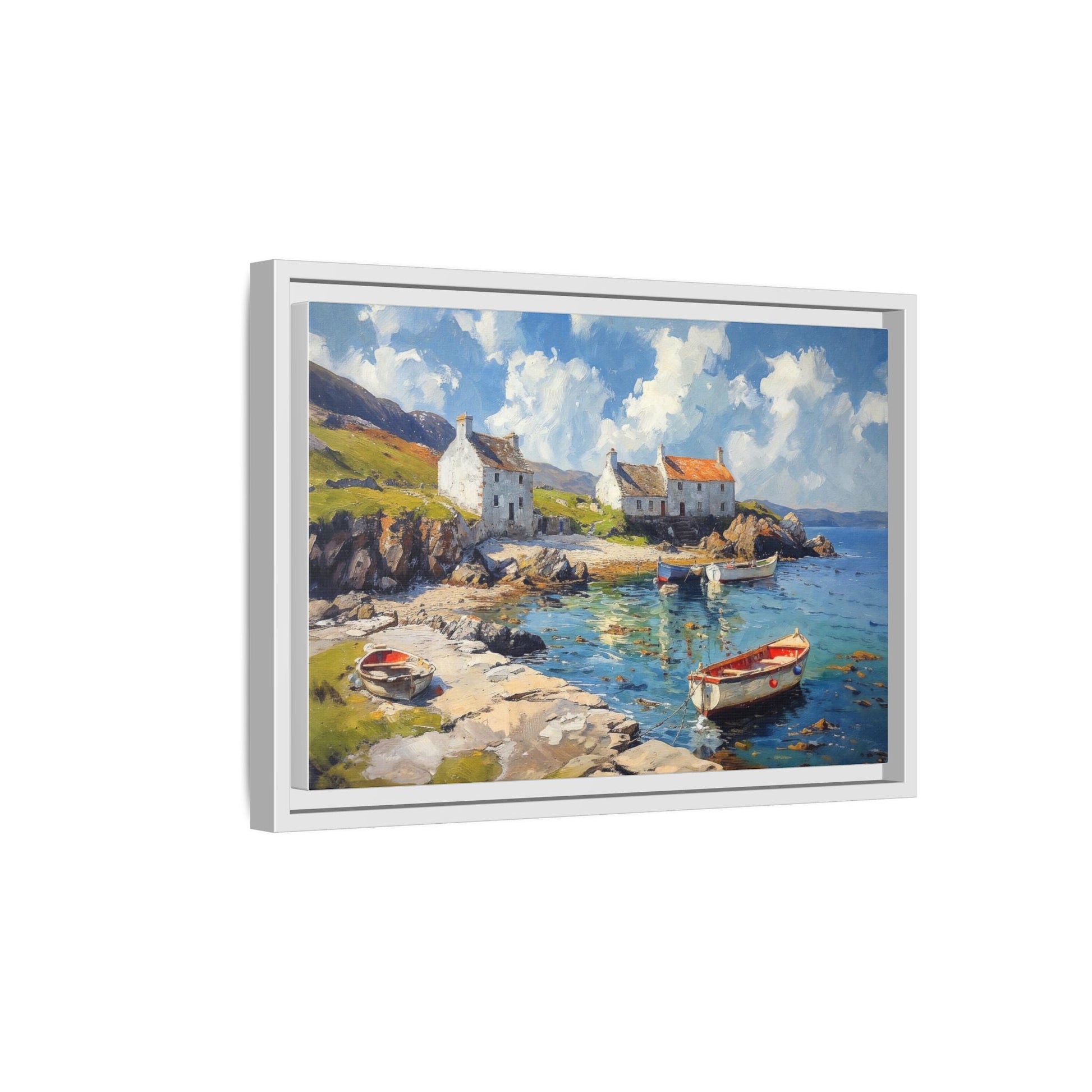 Island Harbour Coastal Landscape - Serene Wall Art Print for Home Décor