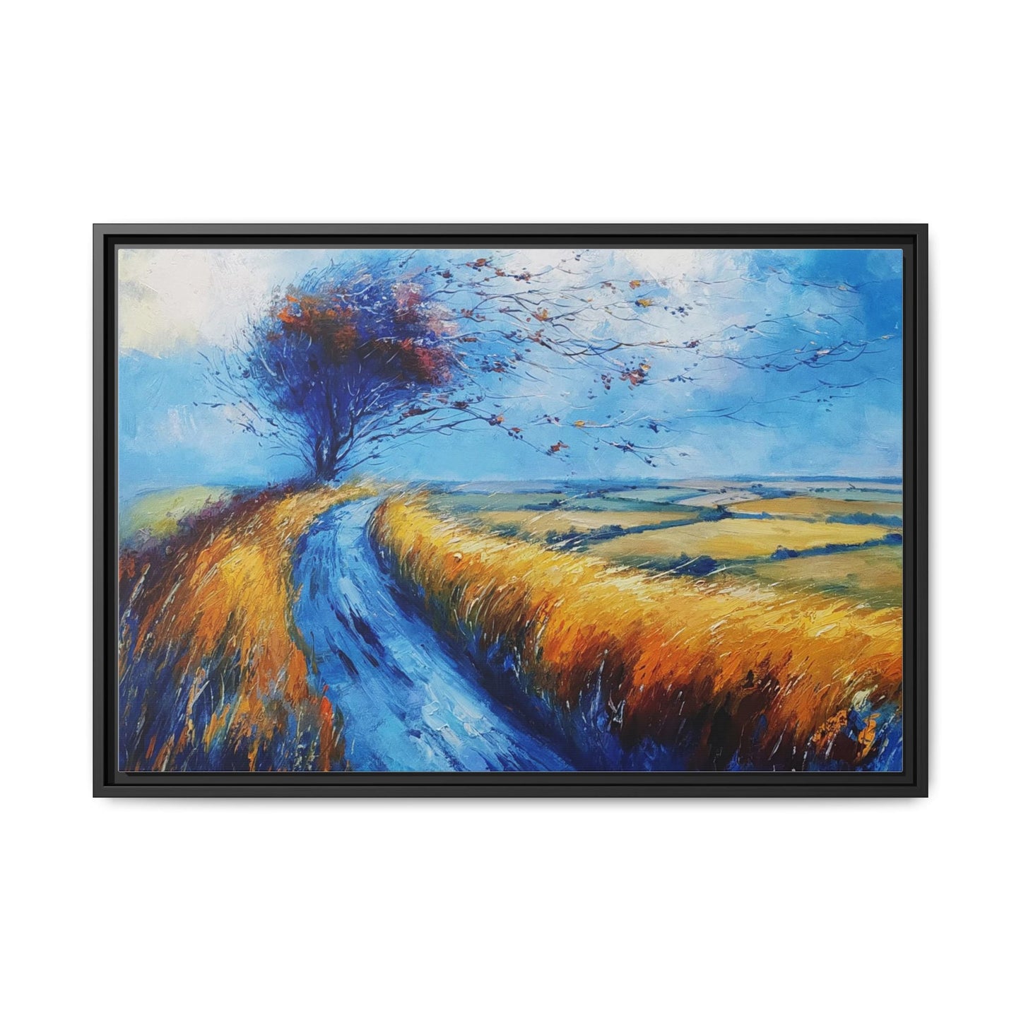 Autumn Leaves Scattering A Premium Pinewood Art Frame for Timeless Décor