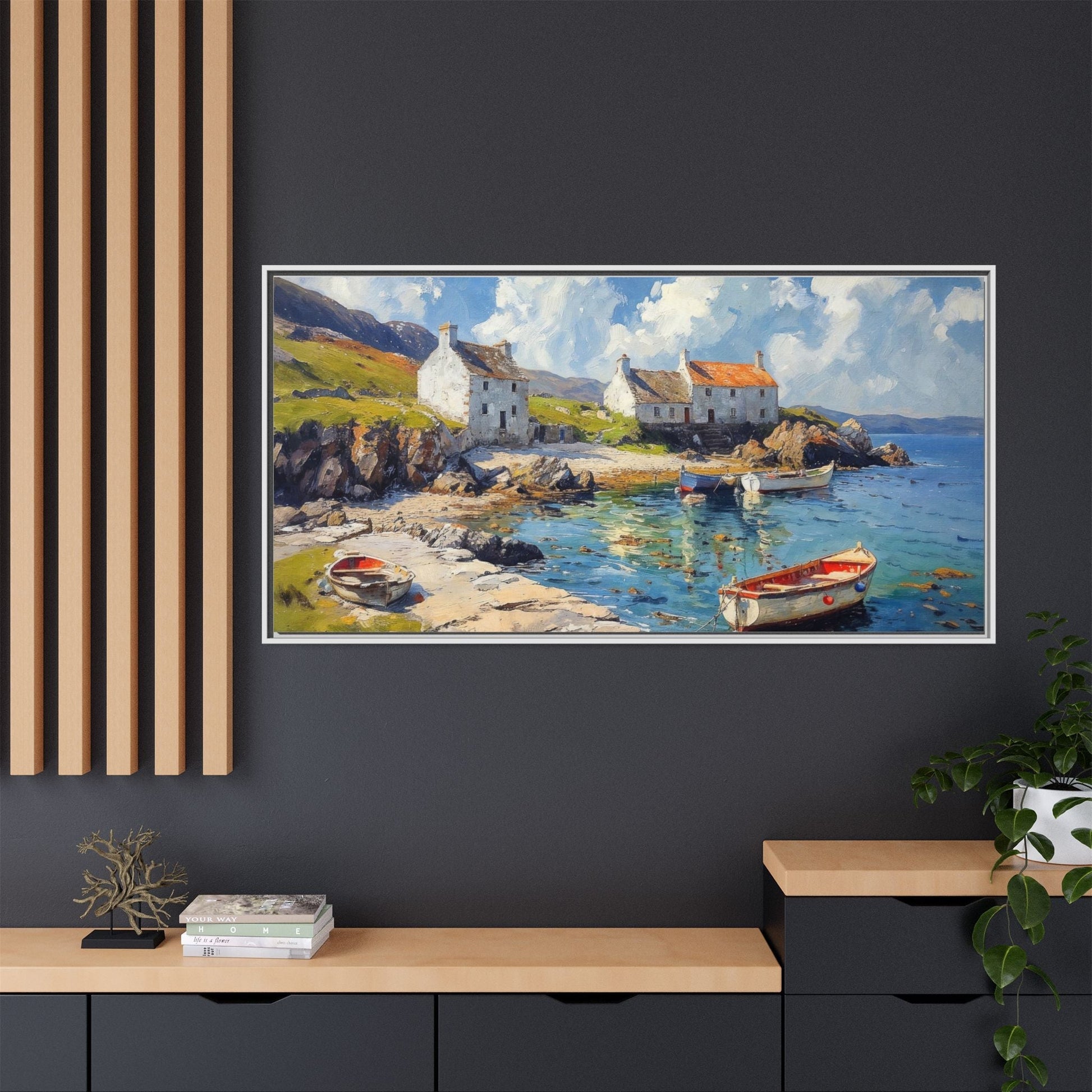 Island Harbour Coastal Landscape - Serene Wall Art Print for Home Décor