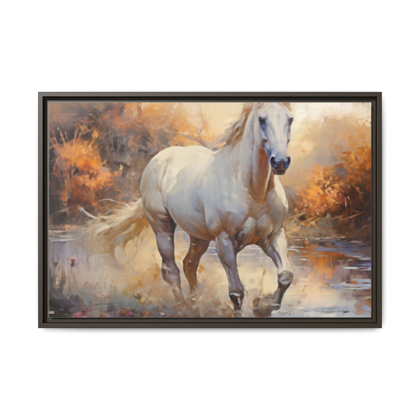 Arabian Horse – Elegant Pinewood Framed Wall Art for Timeless Décor