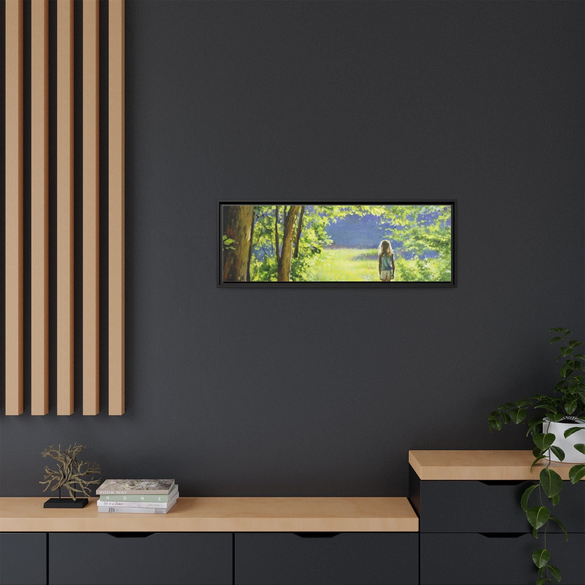 INTO THE LIGHT 11 – A captivating artwork featuring a luminous scene that evokes a sense of depth, movement, and serenity, framed in premium pinewood for timeless décor.