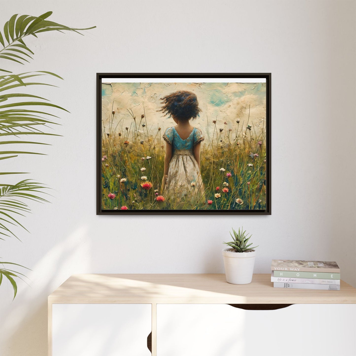 Young Girl In Flowers Wall Art - Graceful Portrait of Girl Surrounded by Flowers for Home Décor