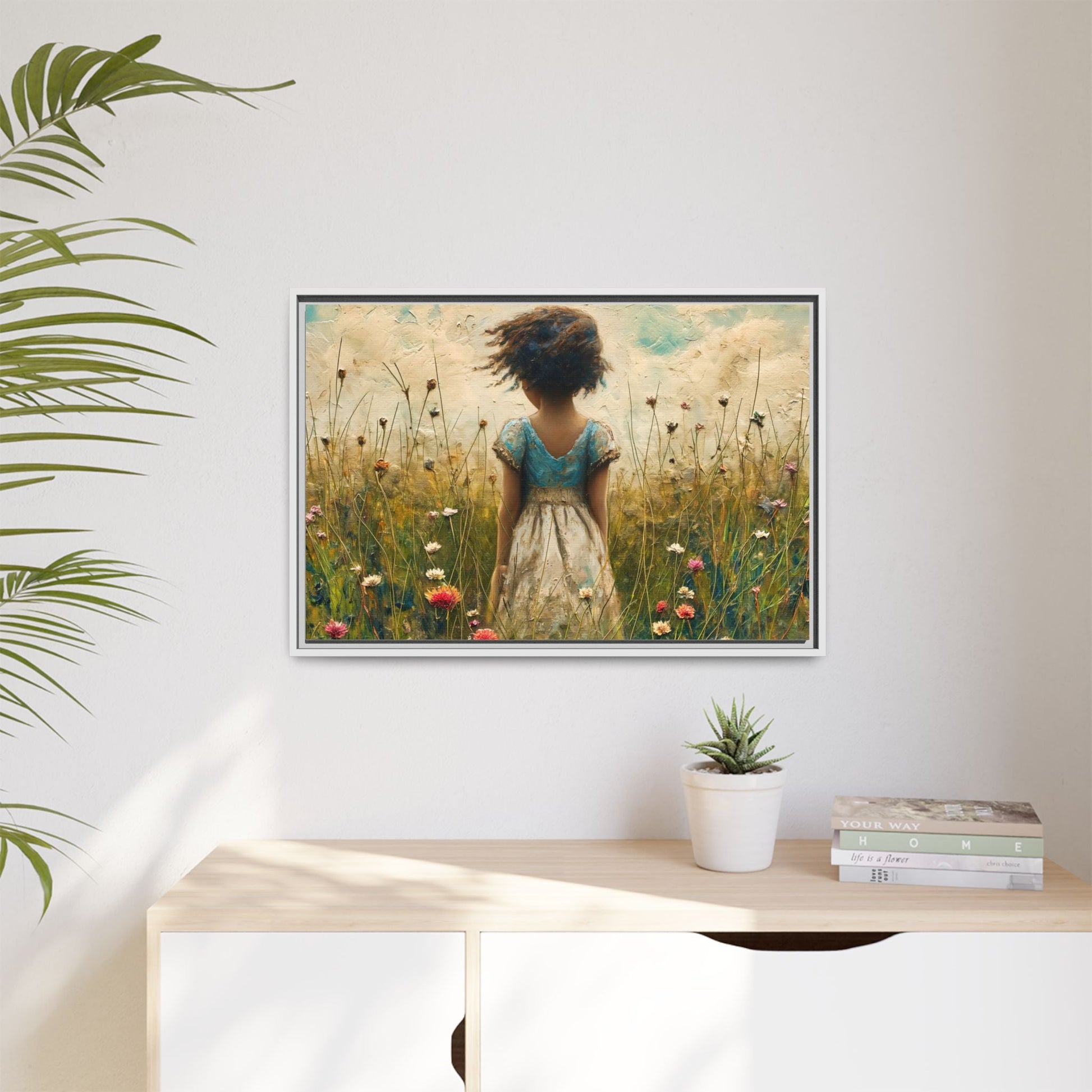 Young Girl In Flowers Wall Art - Graceful Portrait of Girl Surrounded by Flowers for Home Décor