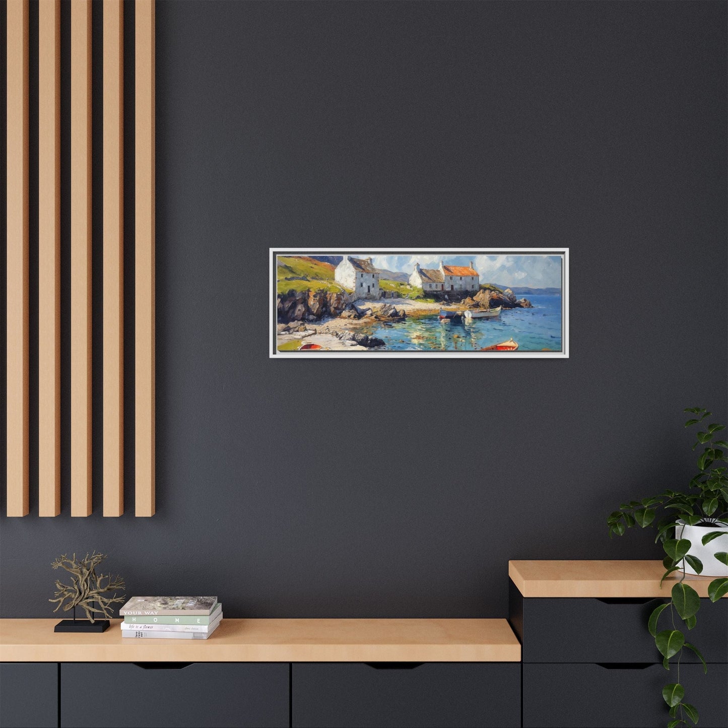 Island Harbour Coastal Landscape - Serene Wall Art Print for Home Décor