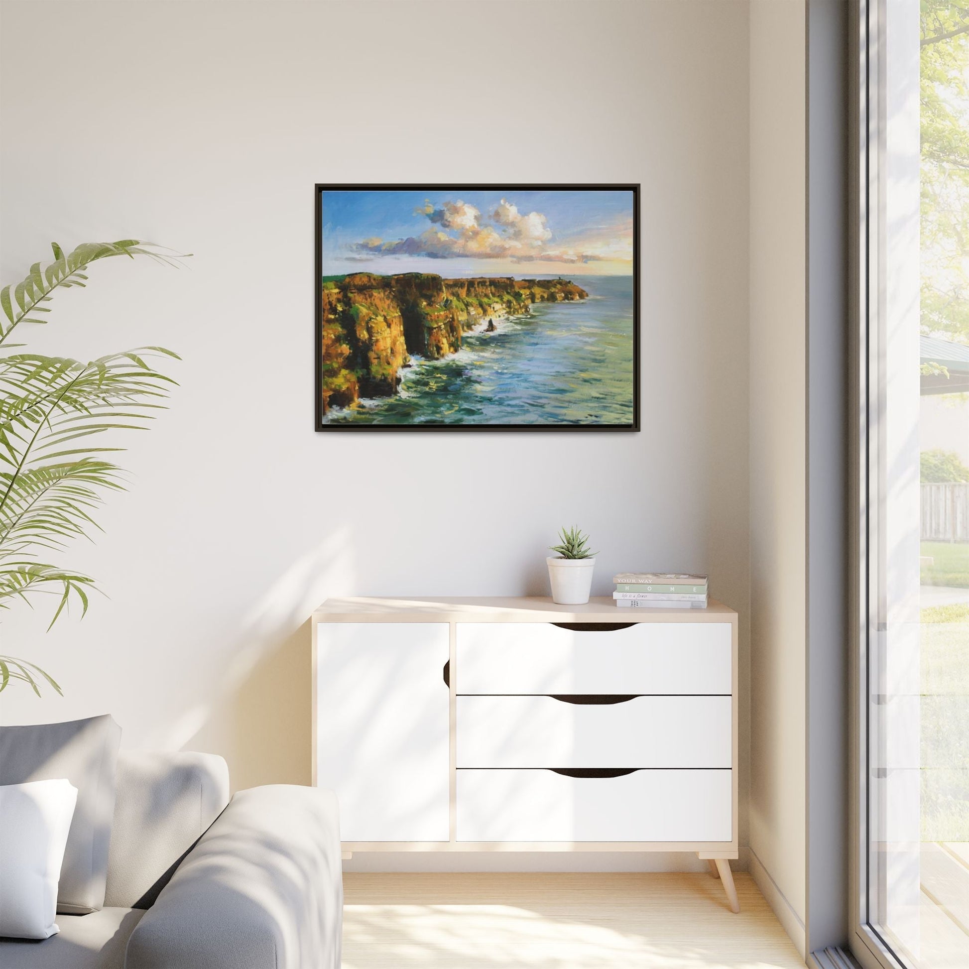 Cliffs of Moher wall art showcasing the dramatic Irish coastline, printed on high-quality canvas to bring natural beauty into your home décor.