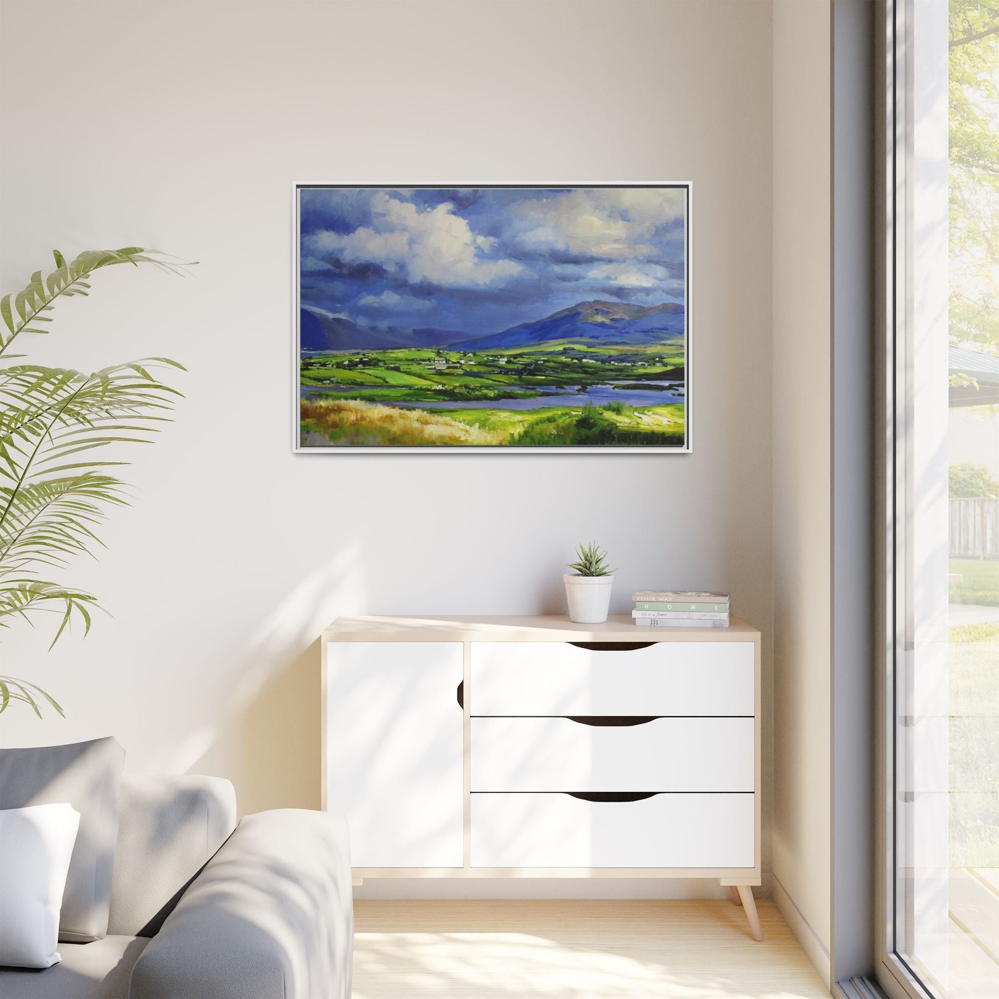 Connemara Fields - Stunning Irish landscape canvas print showcasing the serene beauty of Connemara's fields.