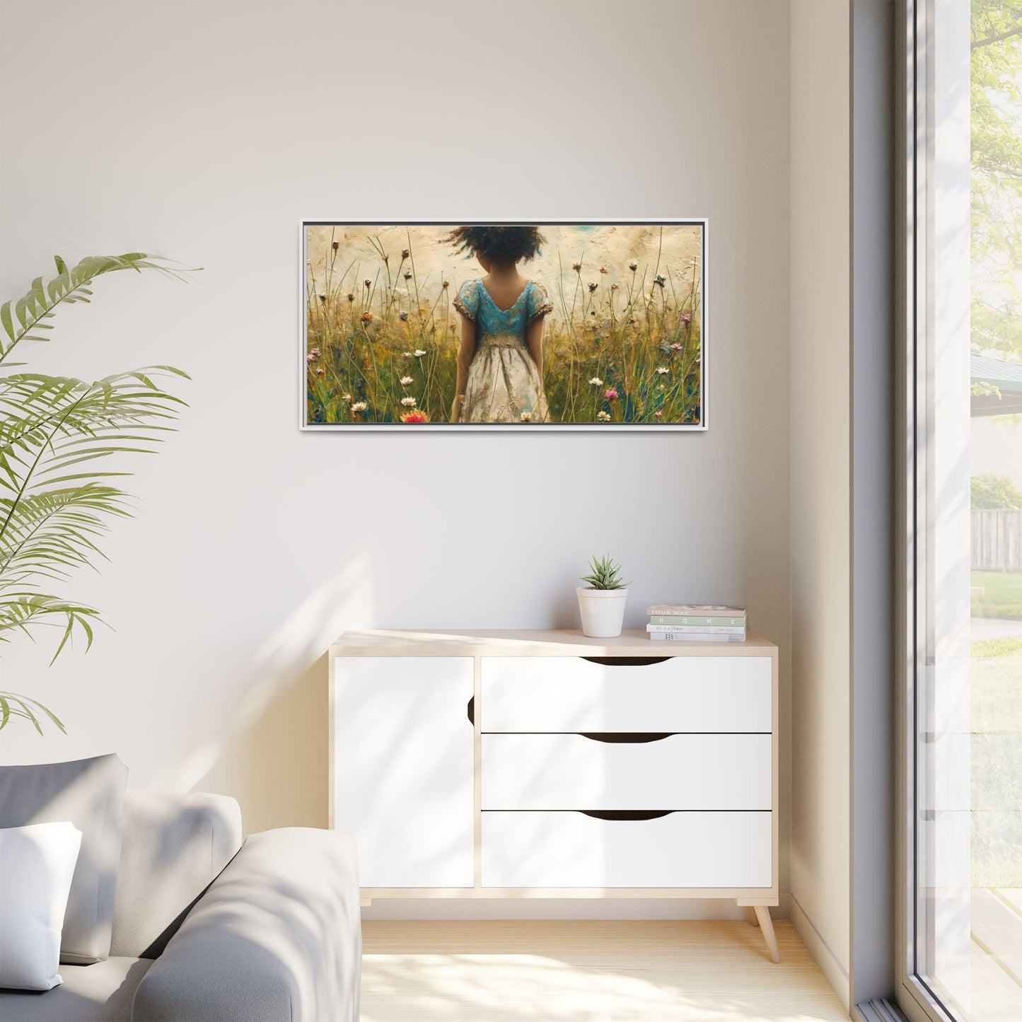 Young Girl In Flowers Wall Art - Graceful Portrait of Girl Surrounded by Flowers for Home Décor