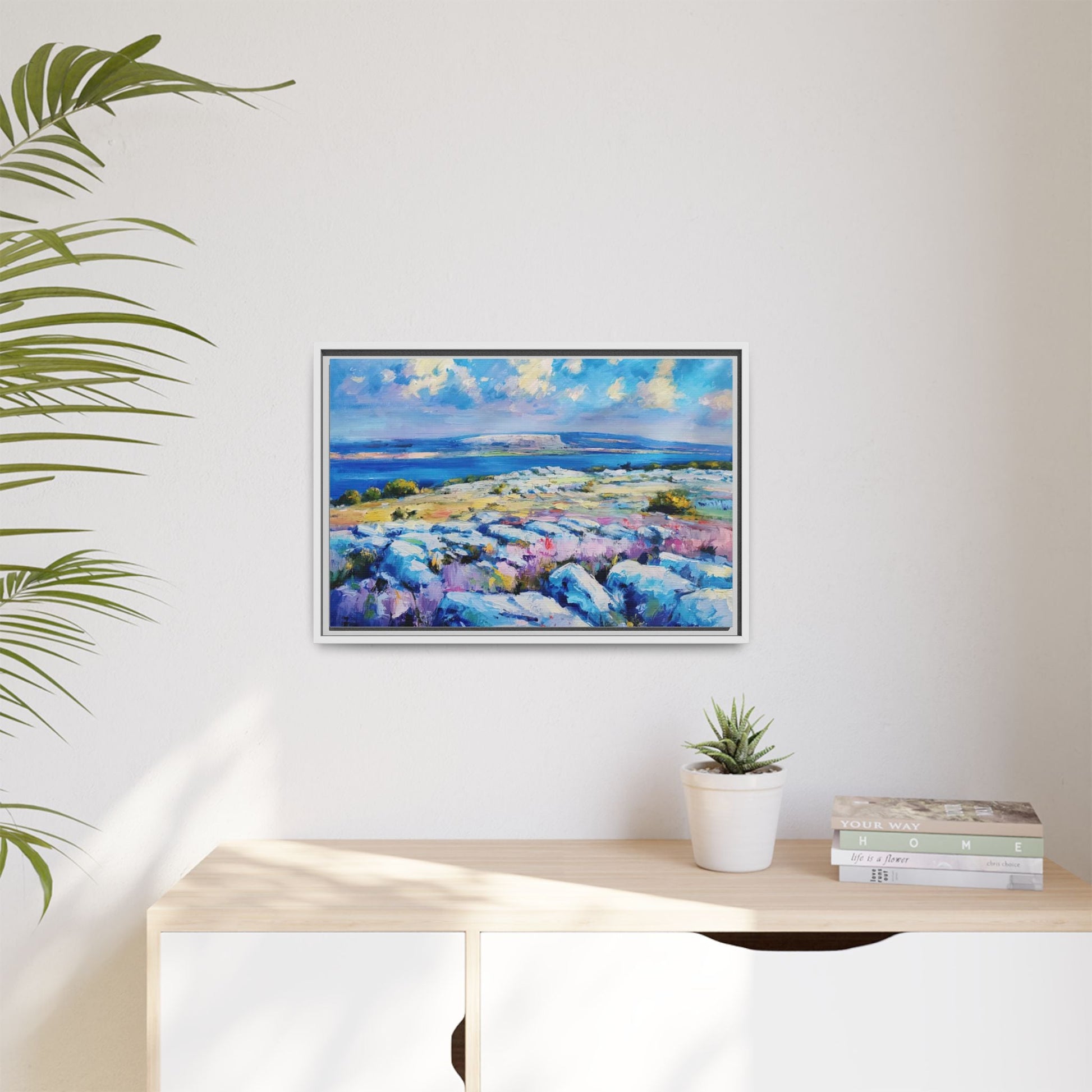 Burren 3 wall art featuring a scenic view of the Burren region in Ireland, printed on high-quality canvas with a premium frame for timeless décor