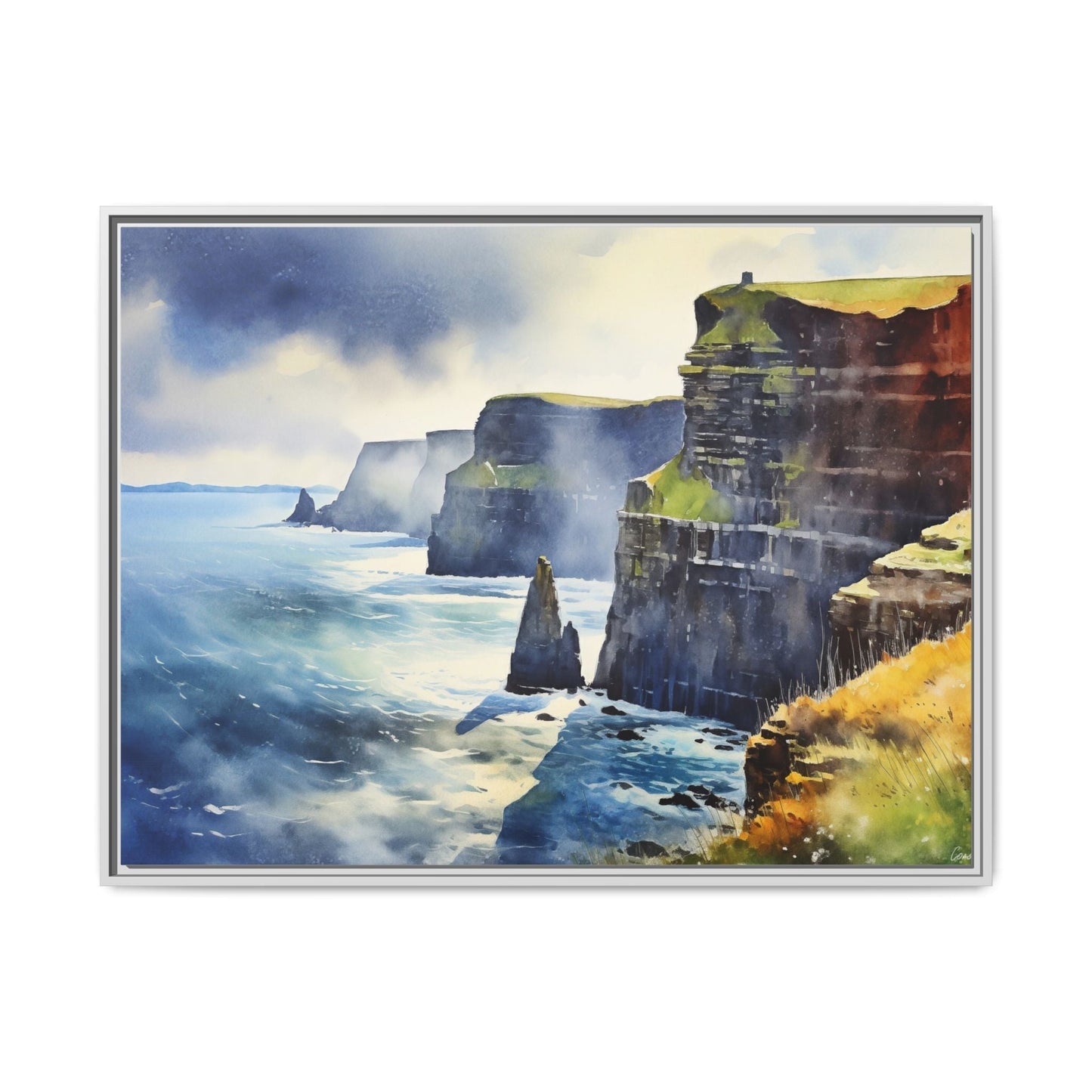 Watercolour of Cliffs of Moher – Beautiful Coastal Landscape Canvas Print