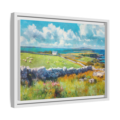 Far Flung Shores W.COL wall art featuring a serene coastal landscape, printed on high-quality canvas with a premium pinewood frame.