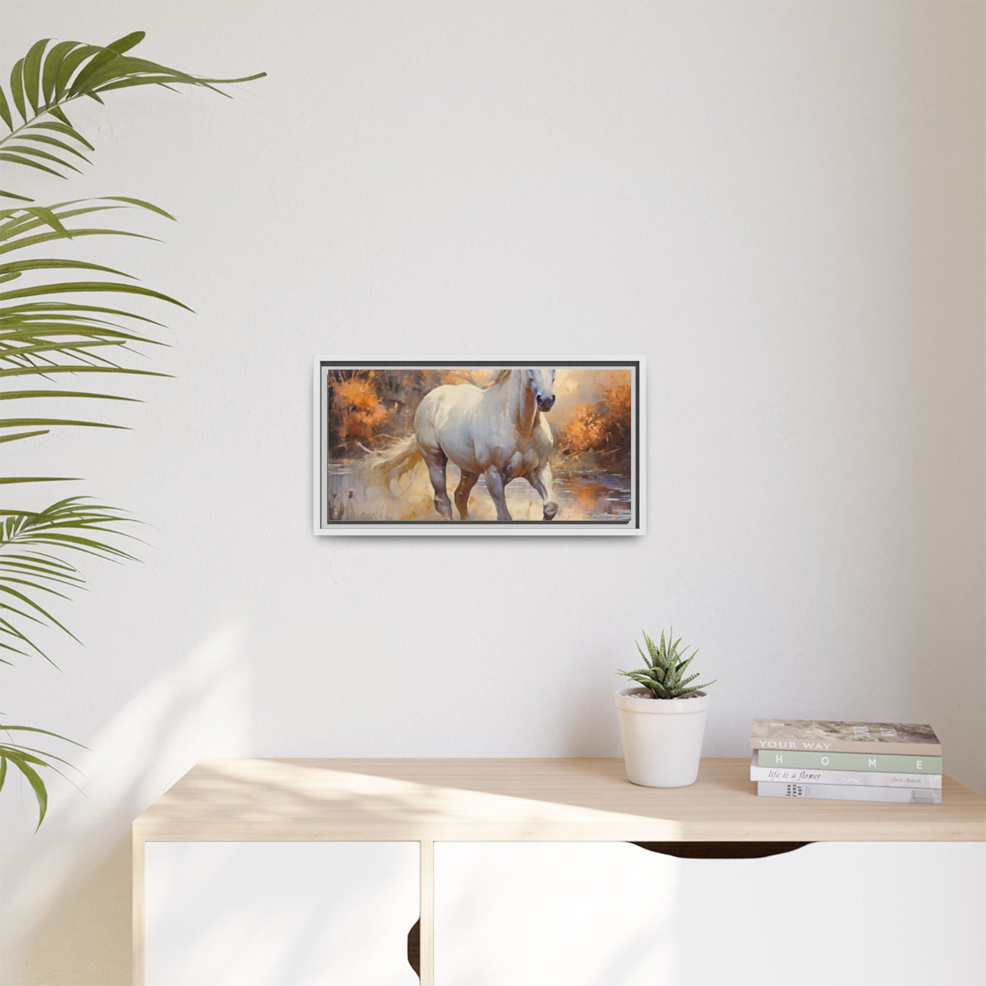 Arabian Horse – Elegant Pinewood Framed Wall Art for Timeless Décor