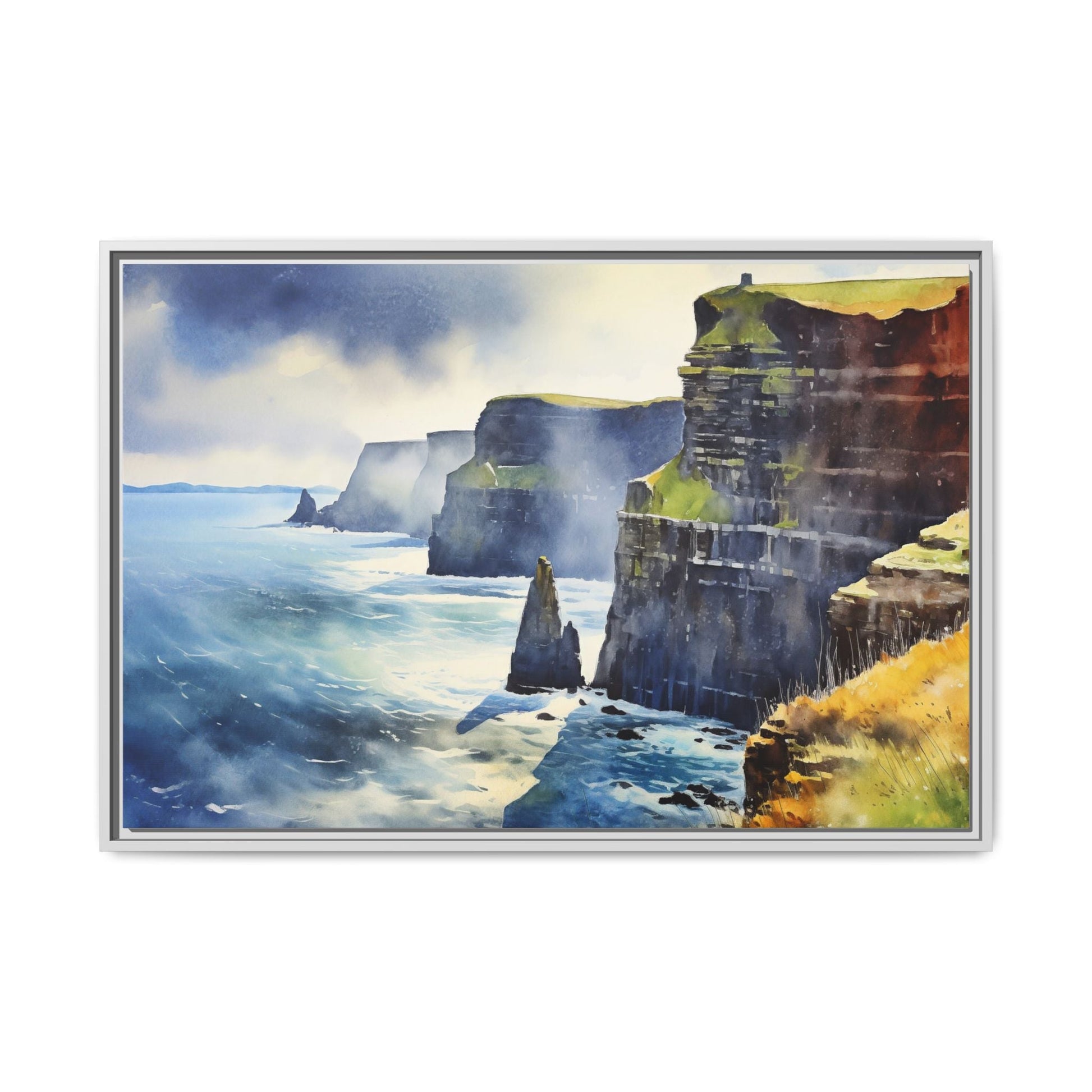 Watercolour of Cliffs of Moher – Beautiful Coastal Landscape Canvas Print