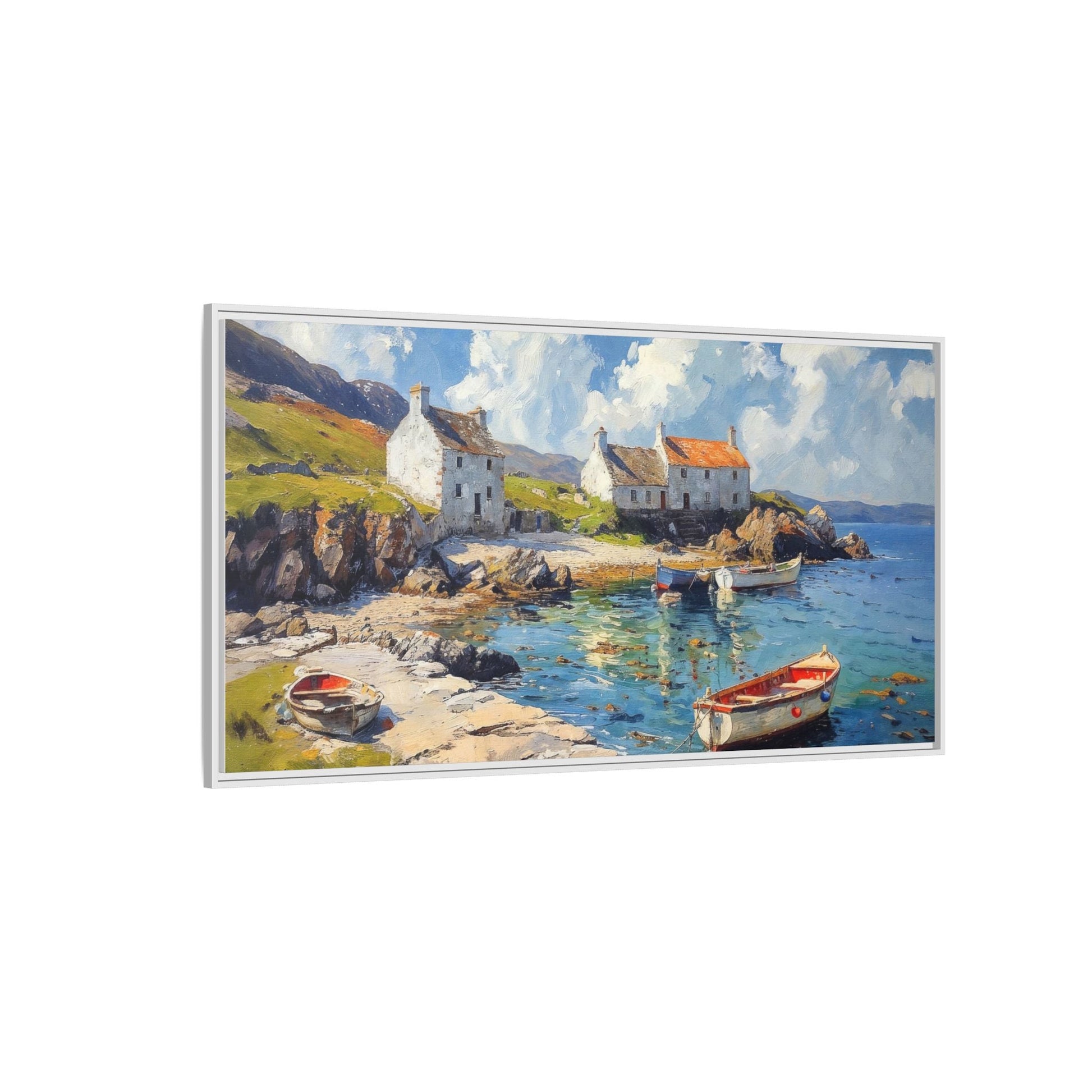 Island Harbour Coastal Landscape - Serene Wall Art Print for Home Décor