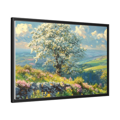 Whitethorn in Bloom wall art featuring a vibrant scene of blooming whitethorn trees, printed on high-quality canvas for a natural and timeless décor.