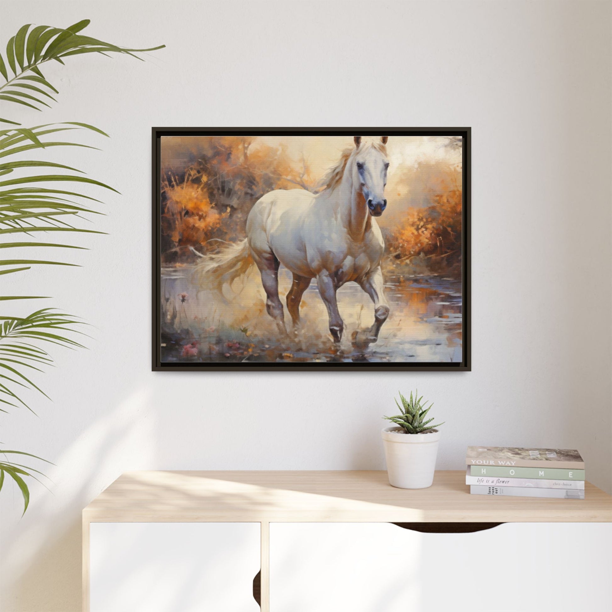 Arabian Horse – Elegant Pinewood Framed Wall Art for Timeless Décor