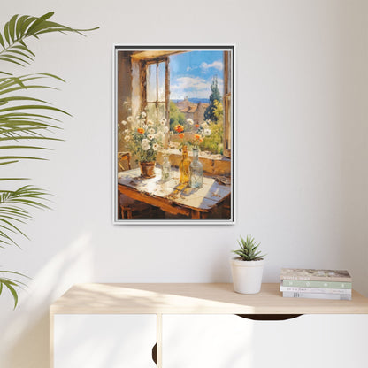 Summer Window – Elegant pinewood-framed wall art featuring a high-quality cotton-polyester canvas with vibrant colors and a timeless design.