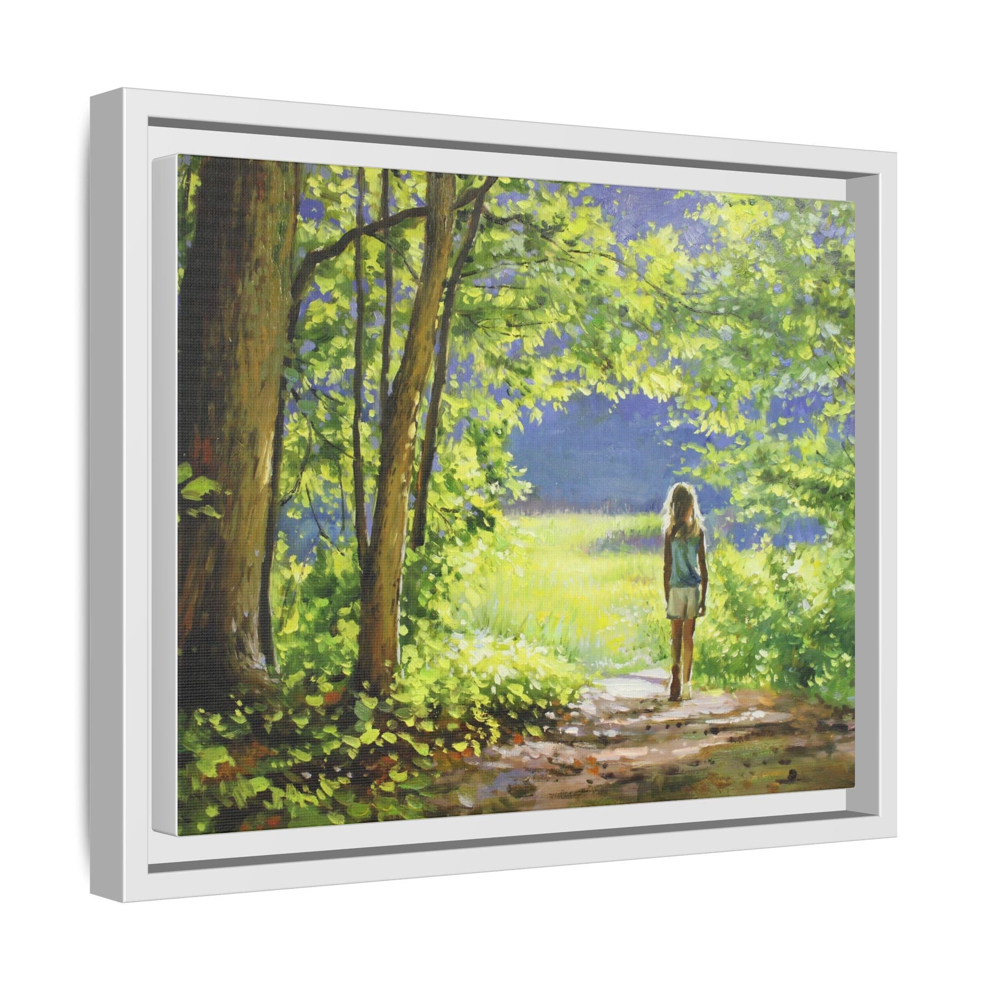 INTO THE LIGHT 11 – A captivating artwork featuring a luminous scene that evokes a sense of depth, movement, and serenity, framed in premium pinewood for timeless décor.